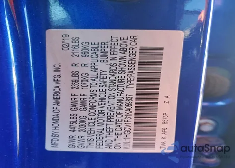 2019 Honda Accord Sport from USA, damaged, VIN 1HGCV1F31KA059837